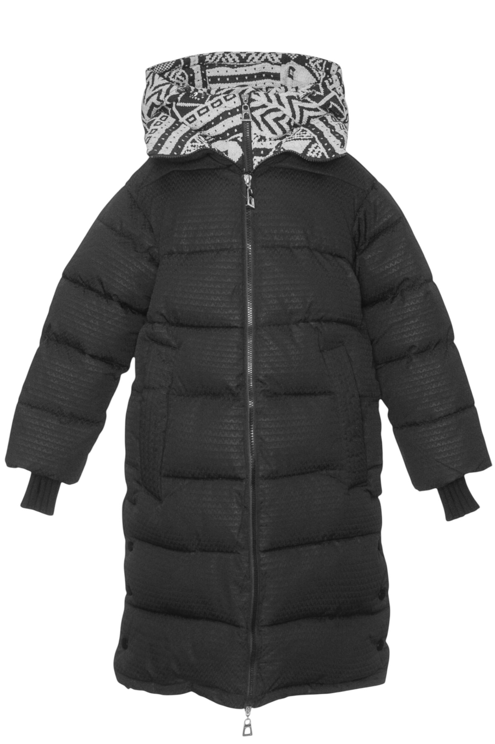 Пальто дев. АРТ.404BS,чер-бел,пэ/пэ