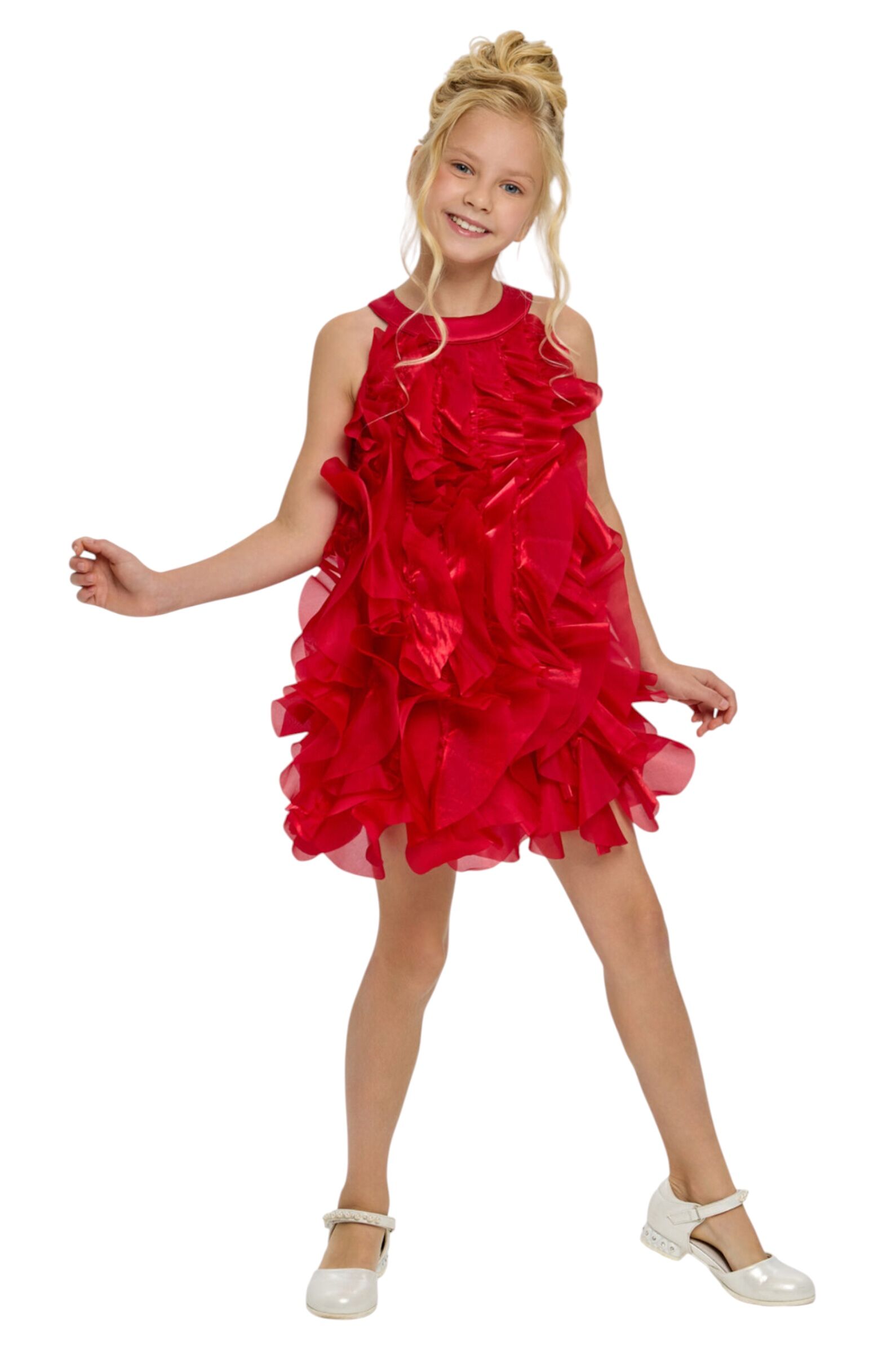 Платье дев. АРТ.1846.43,крас,пэ/хл