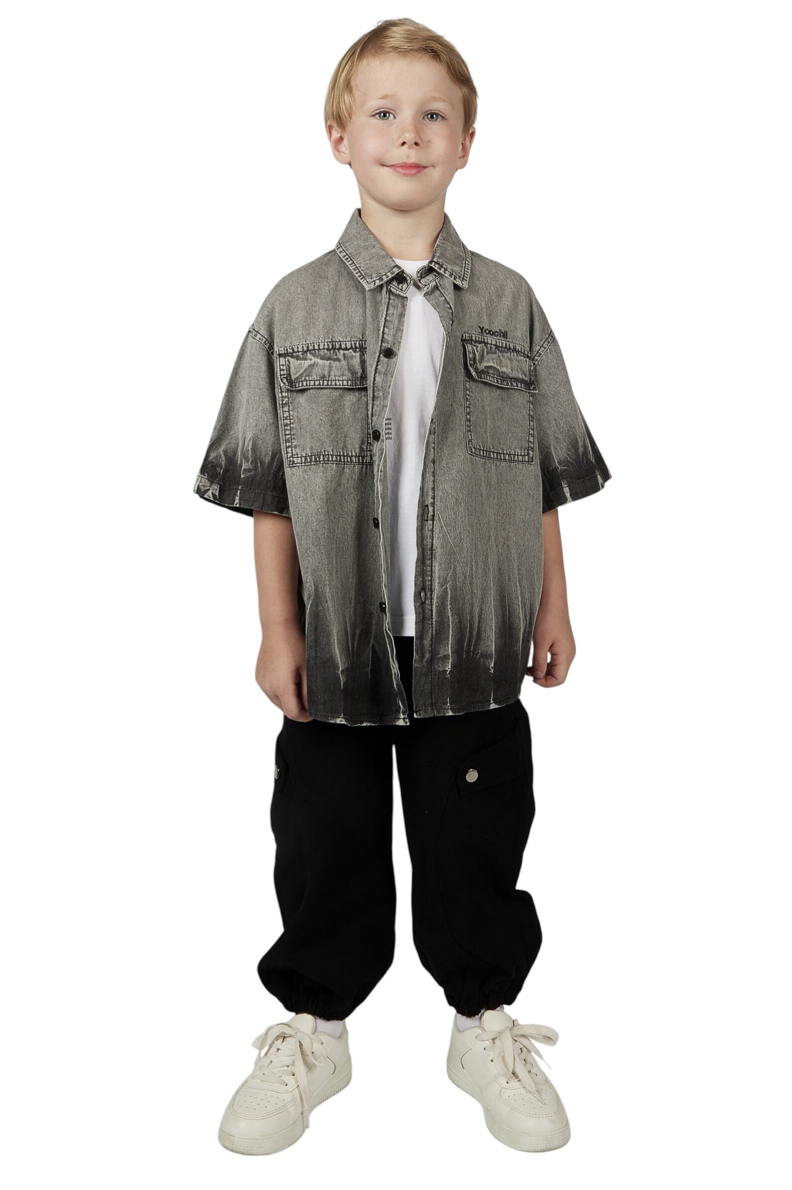 Рубашка мал.АРТ.B-SH36115,сер,хл